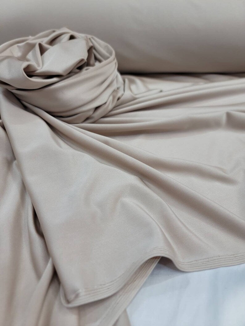 Champagne Beige Spandex Stretch Fabric - 4-Way Stretch, Sold By the Yard