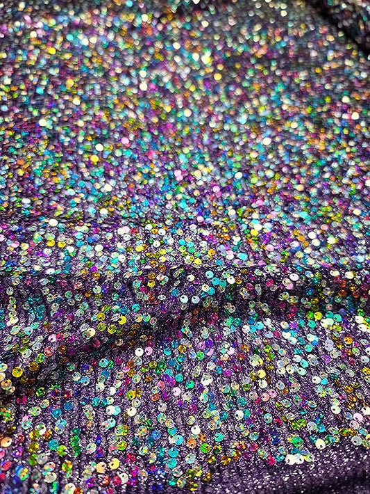 Multicolor Sequin Purple Stretch Fabric - Perfect for Party Dresses, Costumes, and Decorations
