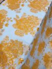 ORANGE GOLD Floral Brocade Fabric (60 in.) Sold By The Yard On White Organza smart-textile smart-textile (1414)