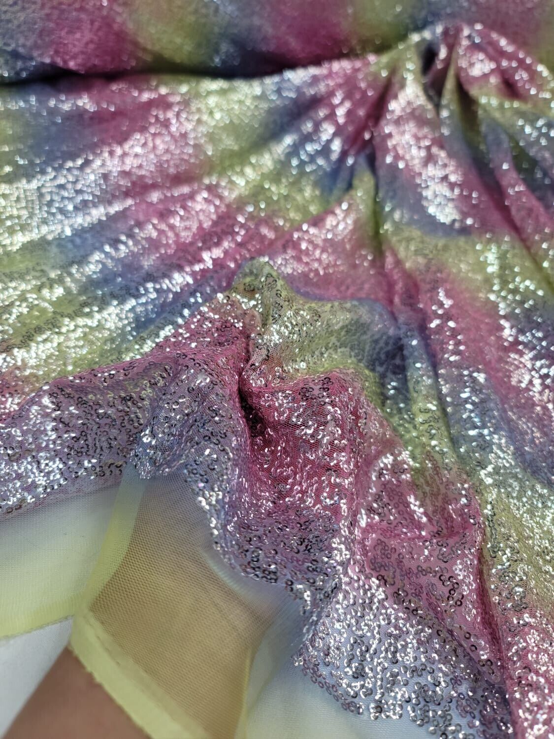 Mini Glitz Sequins Fabric by the Yard - Vibrant Rainbow - Perfect for Dresses, Decorations, and Creative Crafts