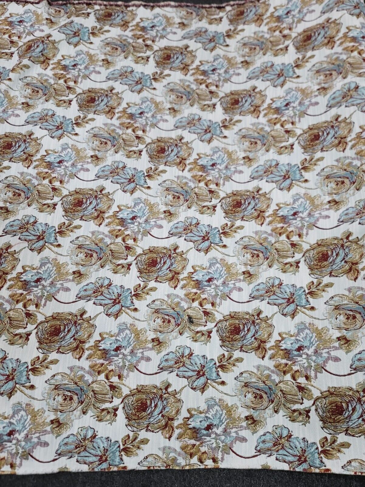 Mint Dark Gold Damask Chenille Upholstery Brocade Fabric - Sold by the Yard - Floral Pattern - 56" Width