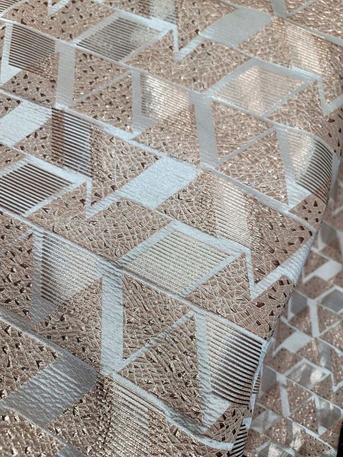 Triangle Brocade Fabric by the Yard - 57" Width - Geometric Patterns - Ideal for Dresses in Various Colors