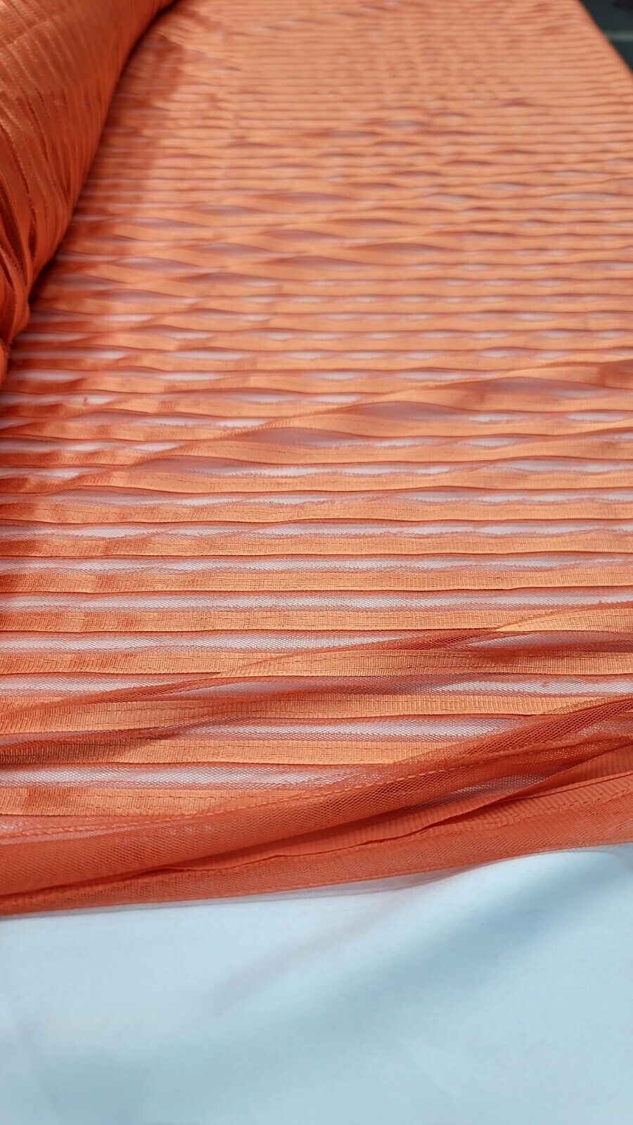 Orange Stretch Lace Fabric - 56" Width - Sold by the Yard - Striped Embroidery Ribbon