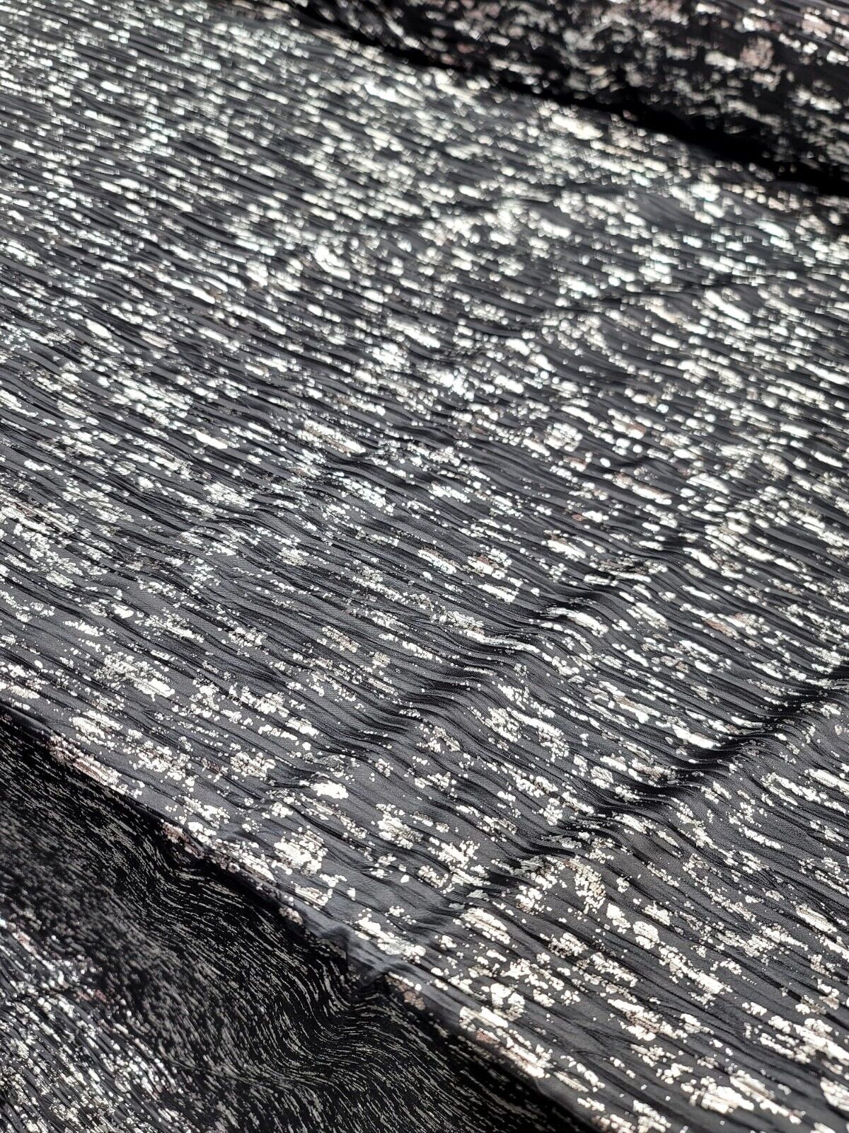Charcoal/Silver Pleated Fabric 58" Sold By Yard For Dress Draping Backdrop
