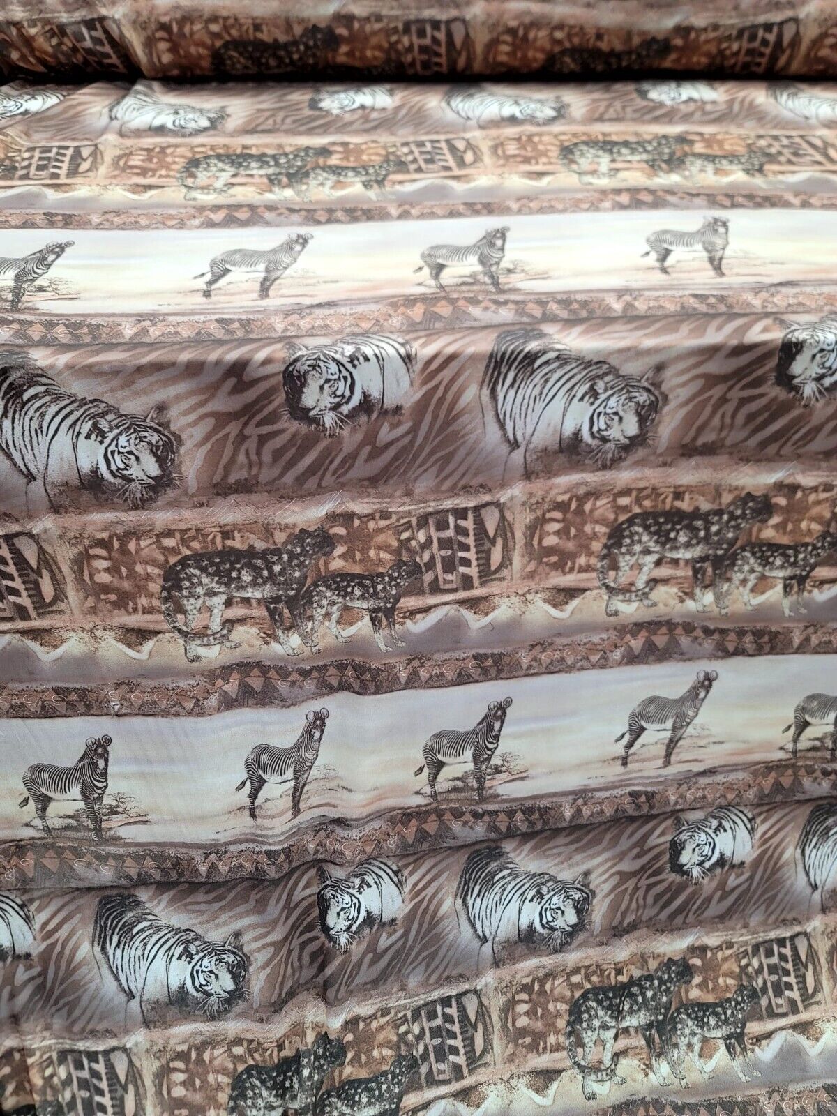 Beige/Grey/Brown Animal Print Chiffon Fabric - 58" Wide - Sold By the Yard
