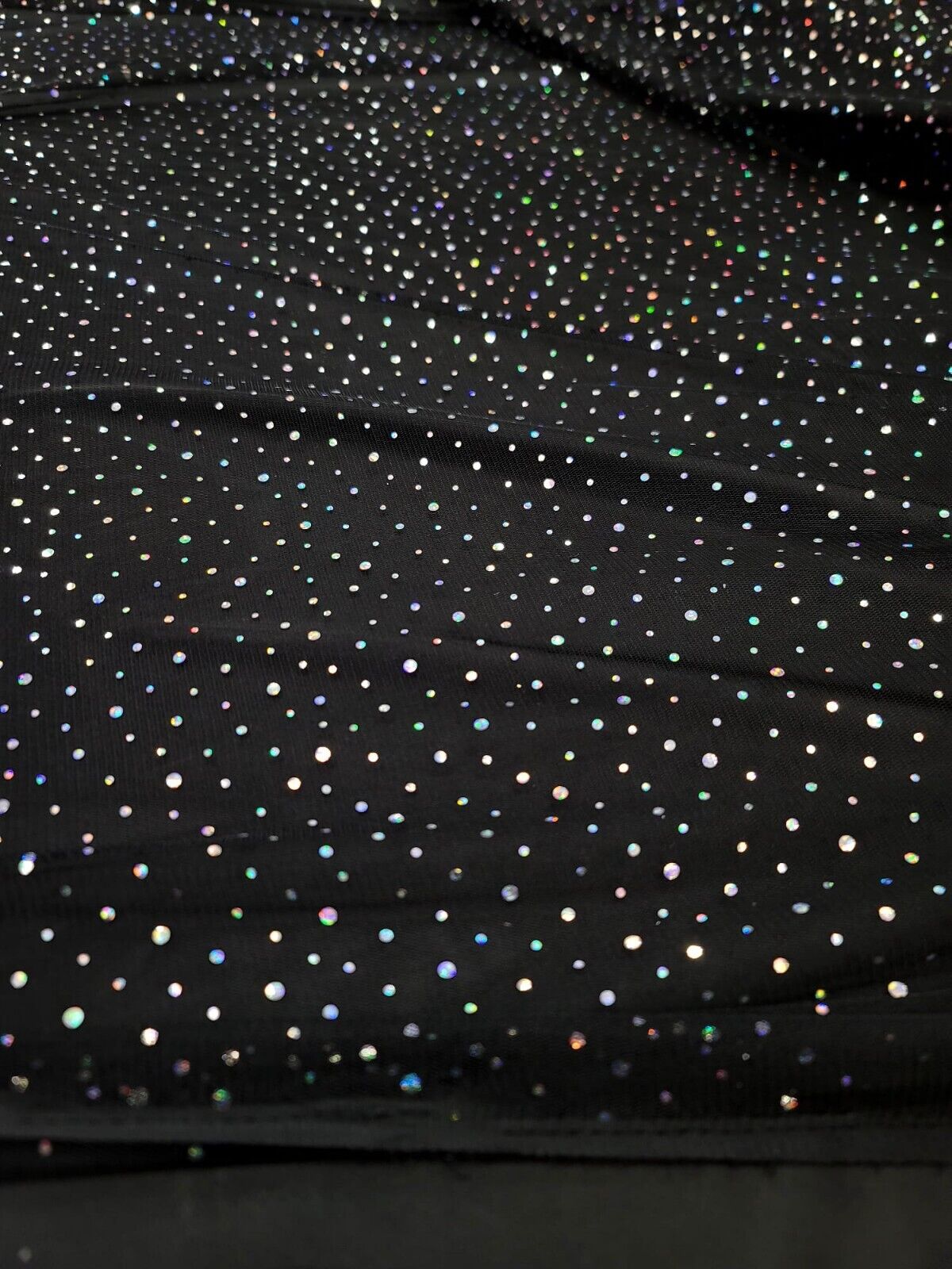 Black Stretch Mesh Iridescent Sequins Fabric Sold By The Yard Quinceañera Prom