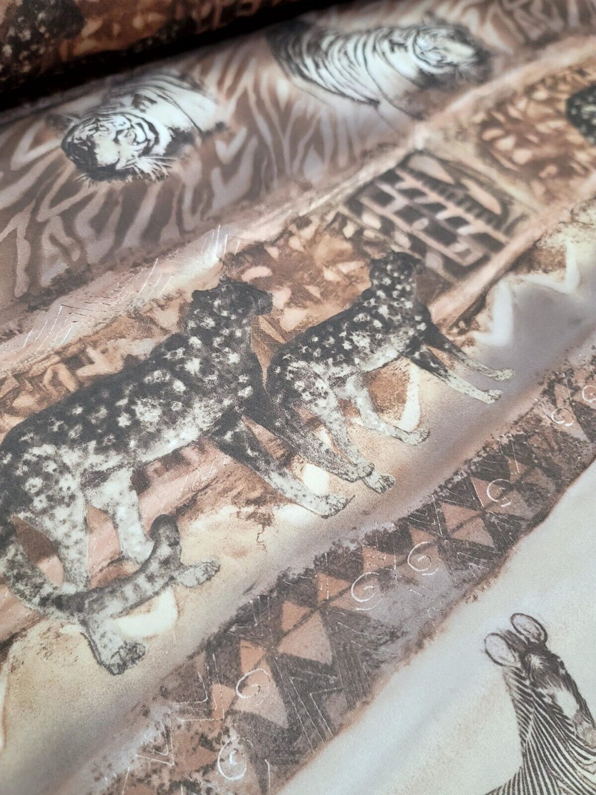 Beige/Grey/Brown Animal Print Chiffon Fabric - 58" Wide - Sold By the Yard