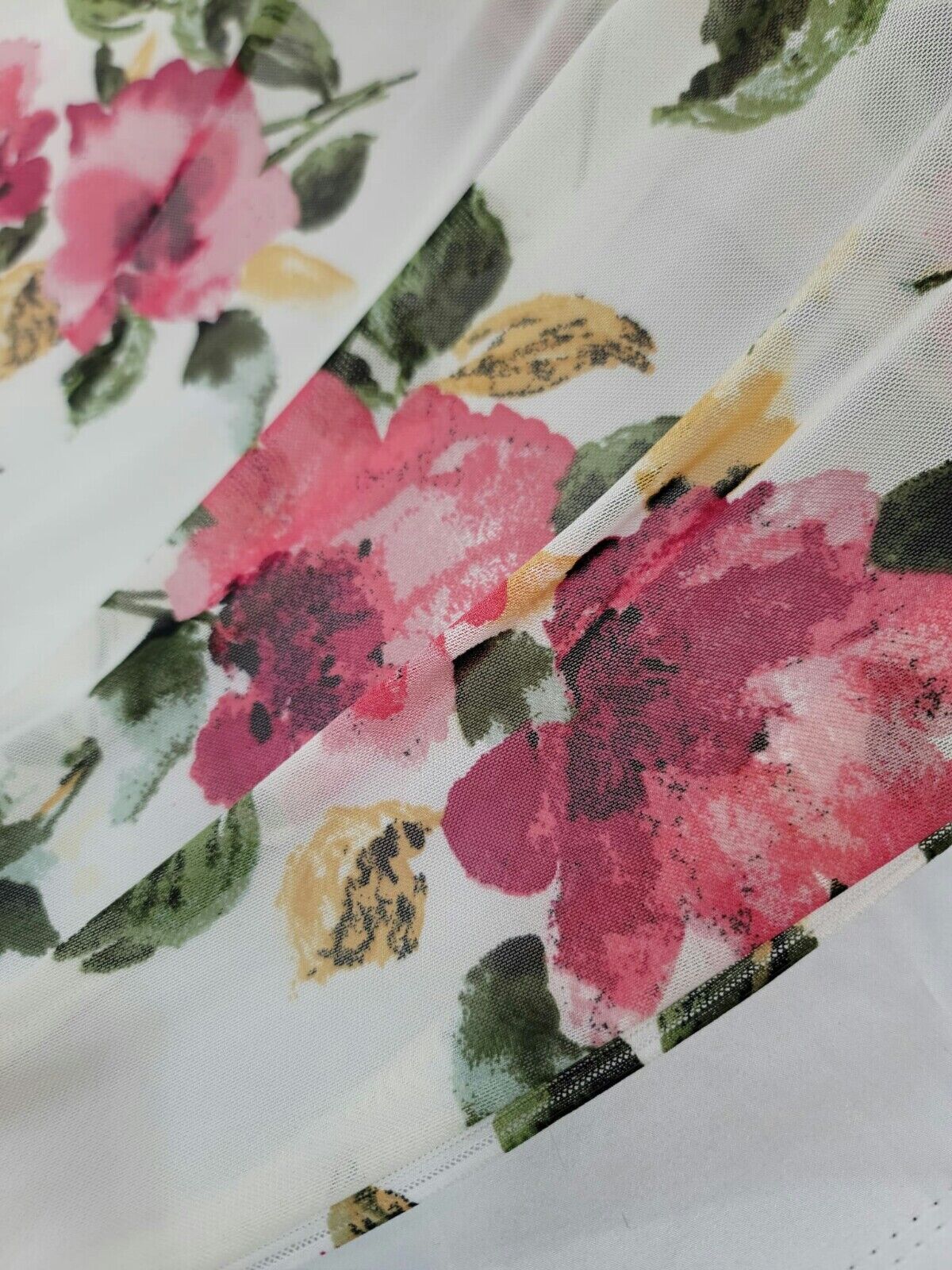 Ivory Four Way Stretch Lace Red Floral Flowers Fabric - Sold by the Yard