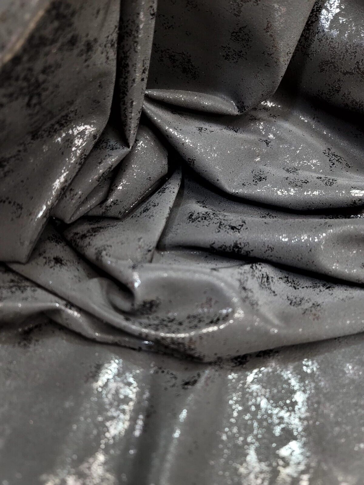 Black Spandex Fabric - Tie Dye Matte Shine - Sold by the Yard