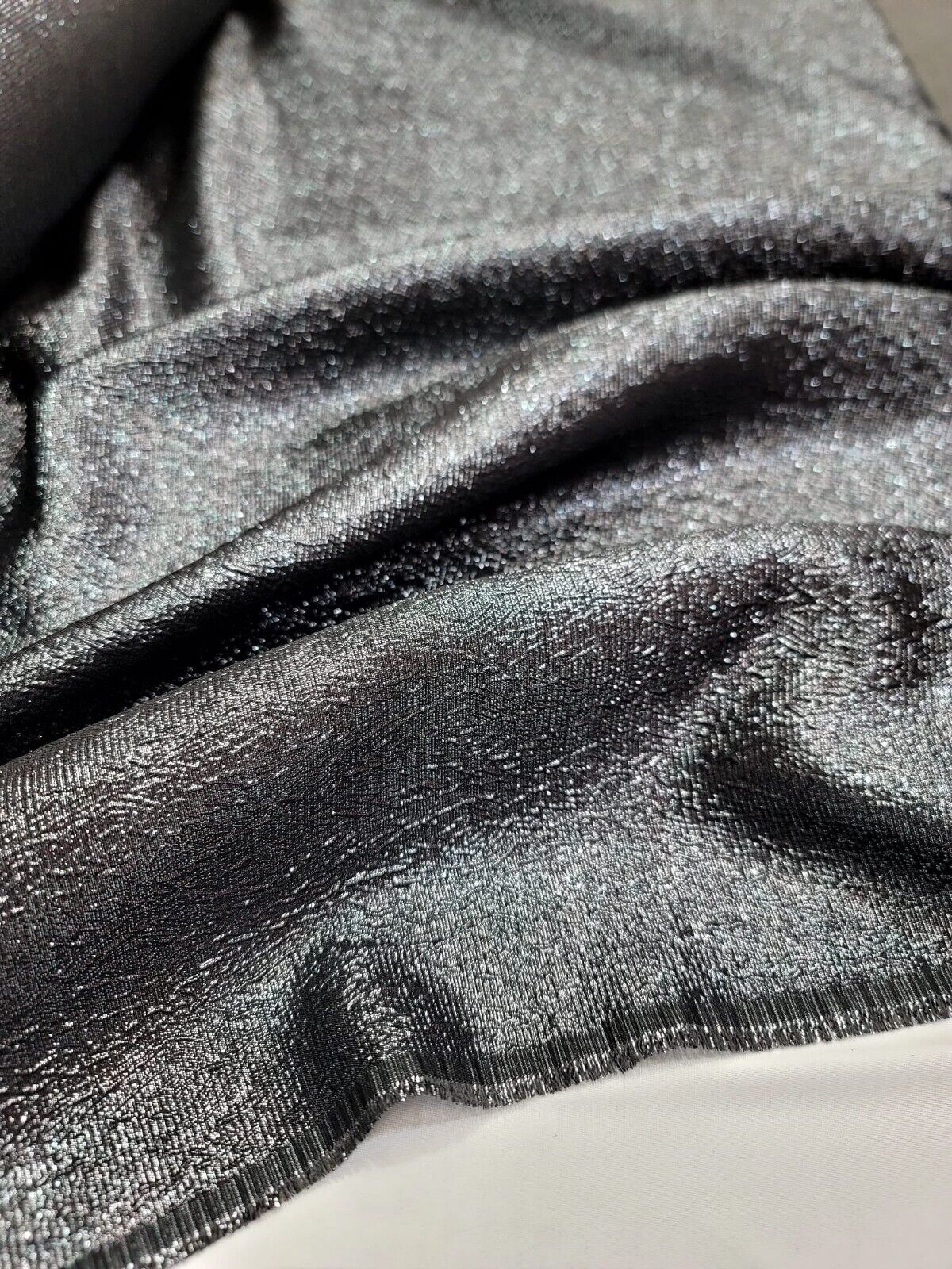 Charcoal Gray Metallic Brocade Jacquard Fabric - Sold by the Yard - Dress Gown Embossed