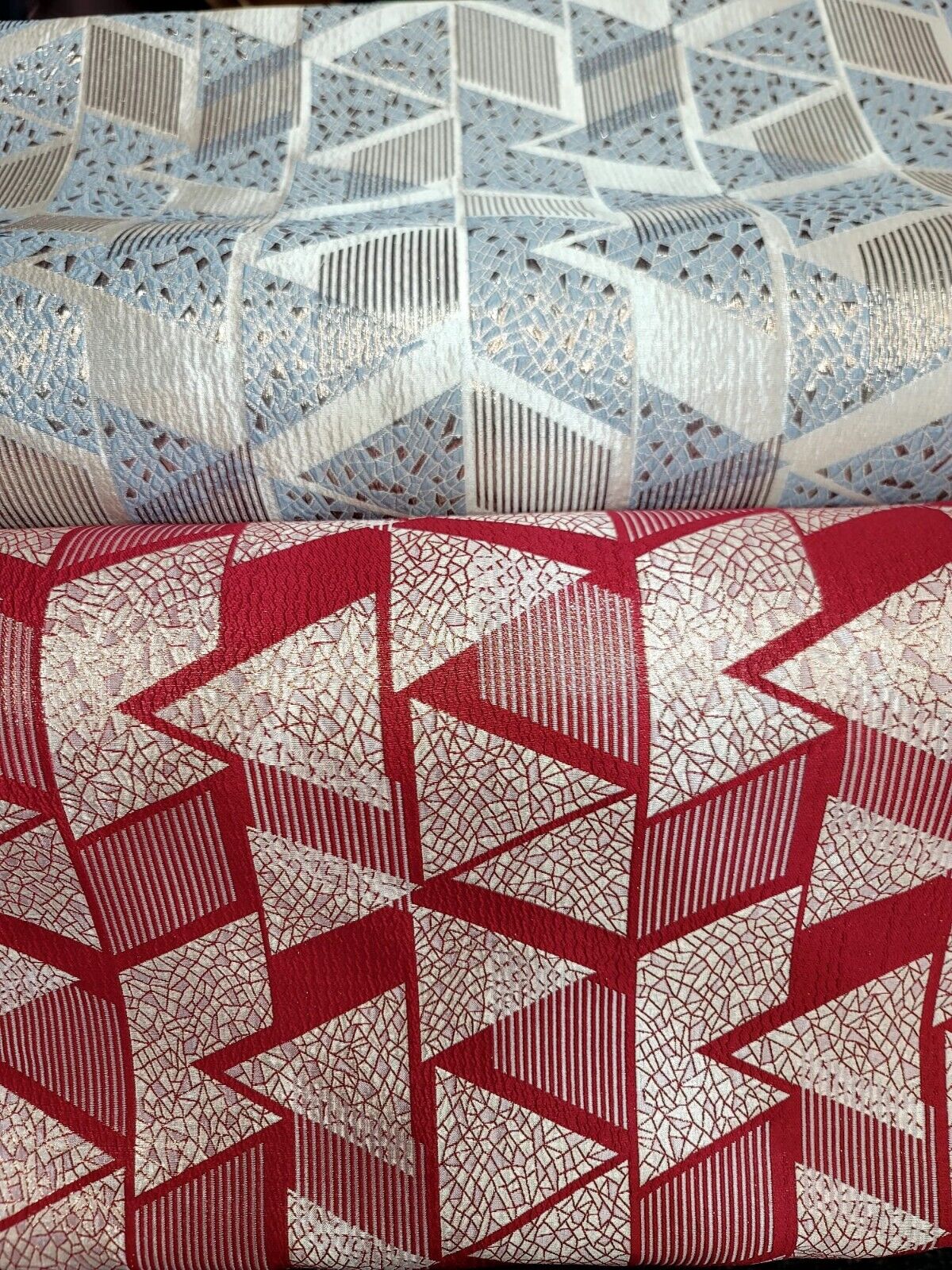 Red and Gold Metallic Geometric Brocade Fabric - 57" Width - Sold by Yard - Ideal for High-End Creations, Dressmaking, and Home Decor