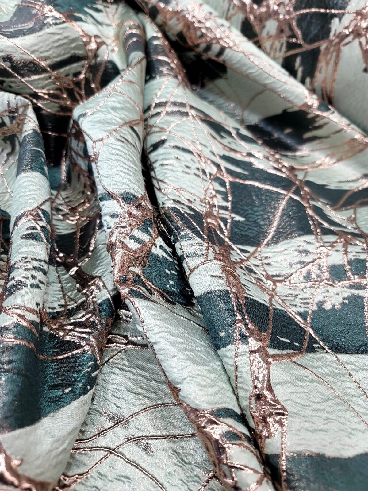 Hunter Green Sage Gold Metallic Brocade Fabric - Sold by Yard - Perfect for Fashion, Upholstery, and Elegant Creations