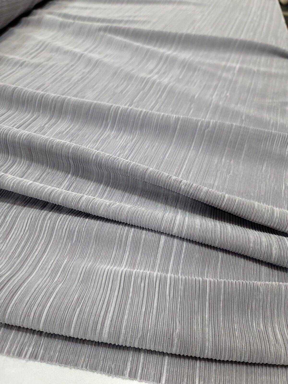 Pleated Fabric Sold By The Yard Silver Textured Fabric For Dress Prom Bridal