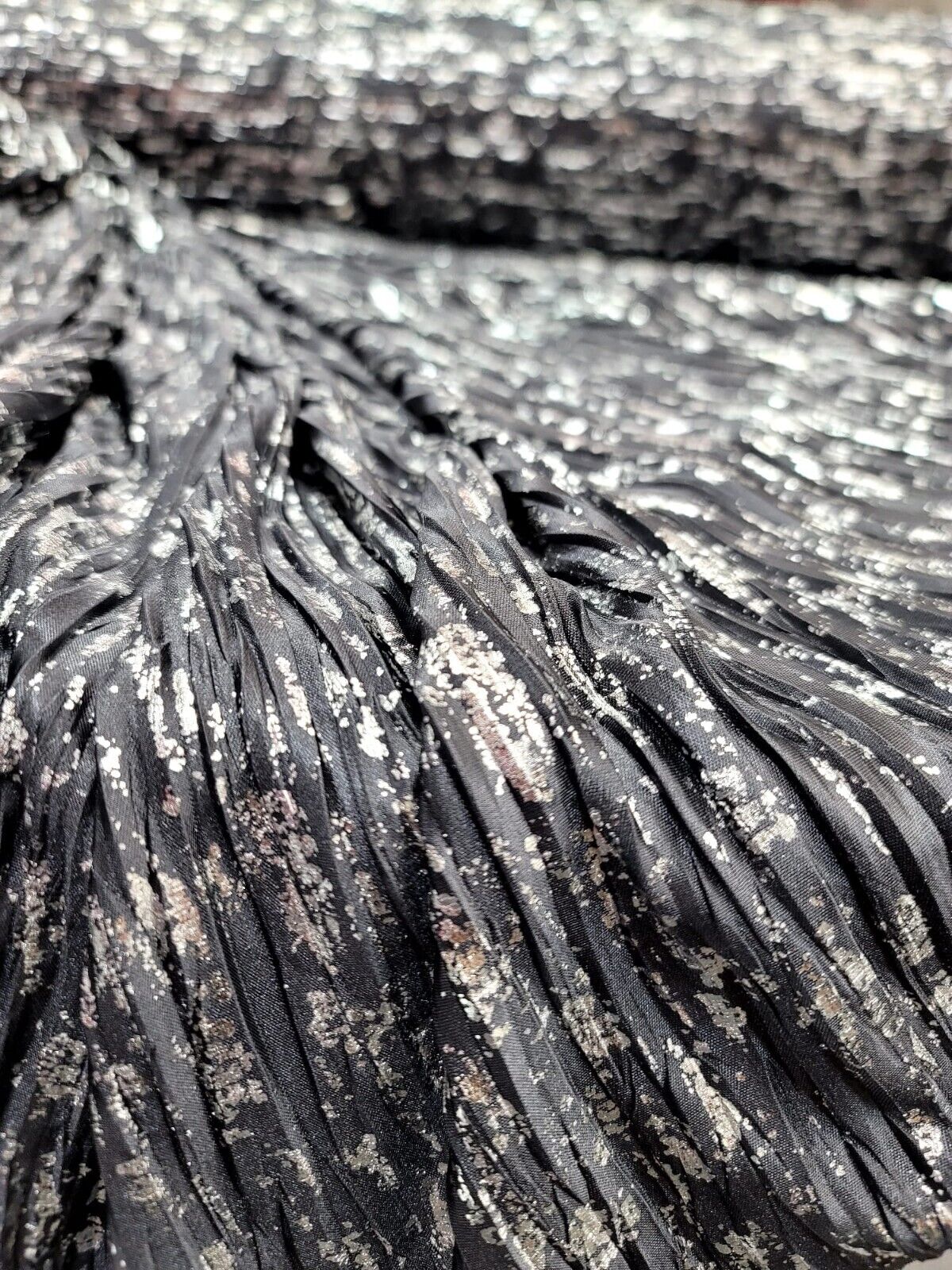 Charcoal/Silver Pleated Fabric 58" Sold By Yard For Dress Draping Backdrop