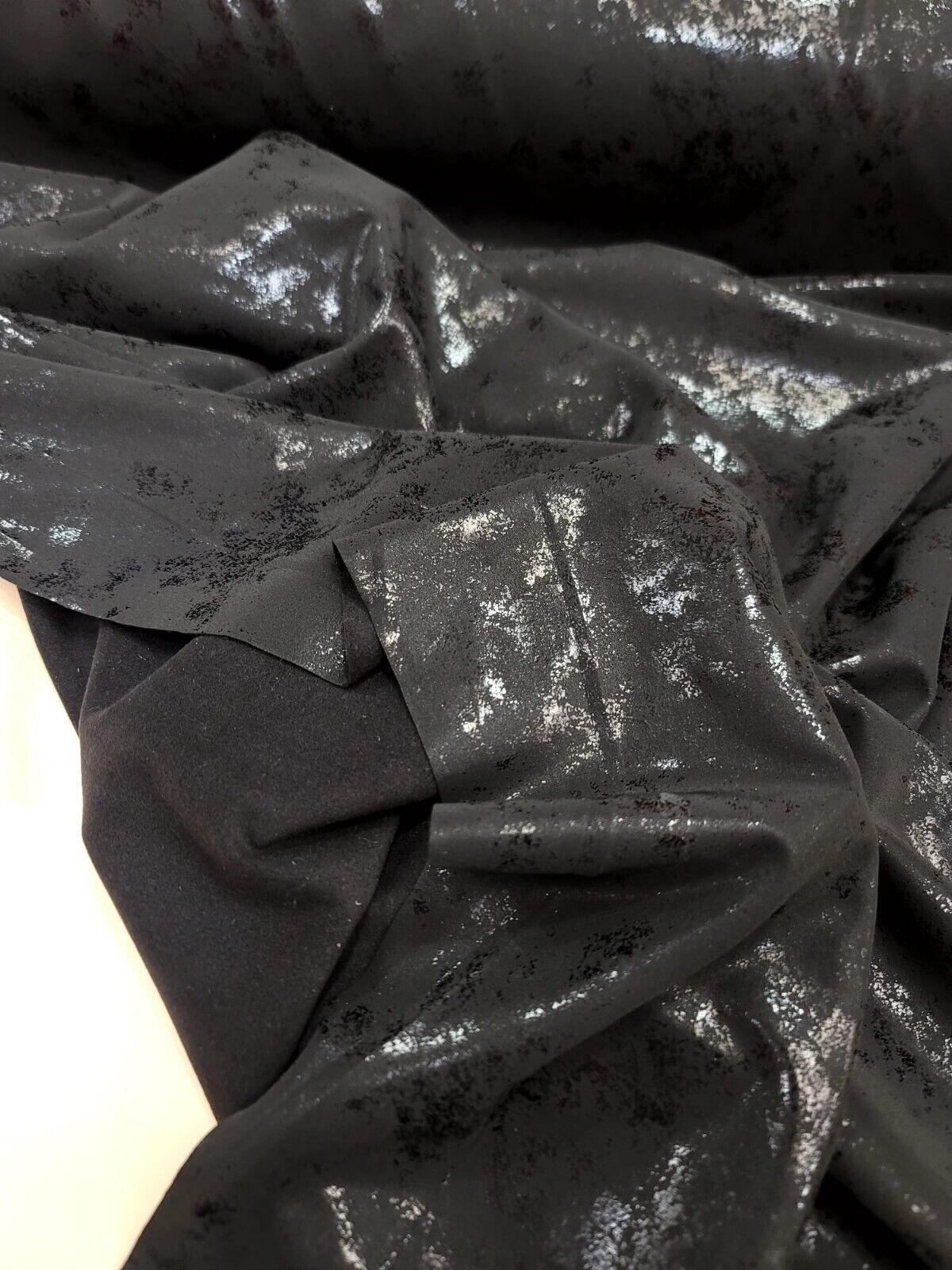 Black Spandex Fabric - Tie Dye Matte Shine - Sold by the Yard