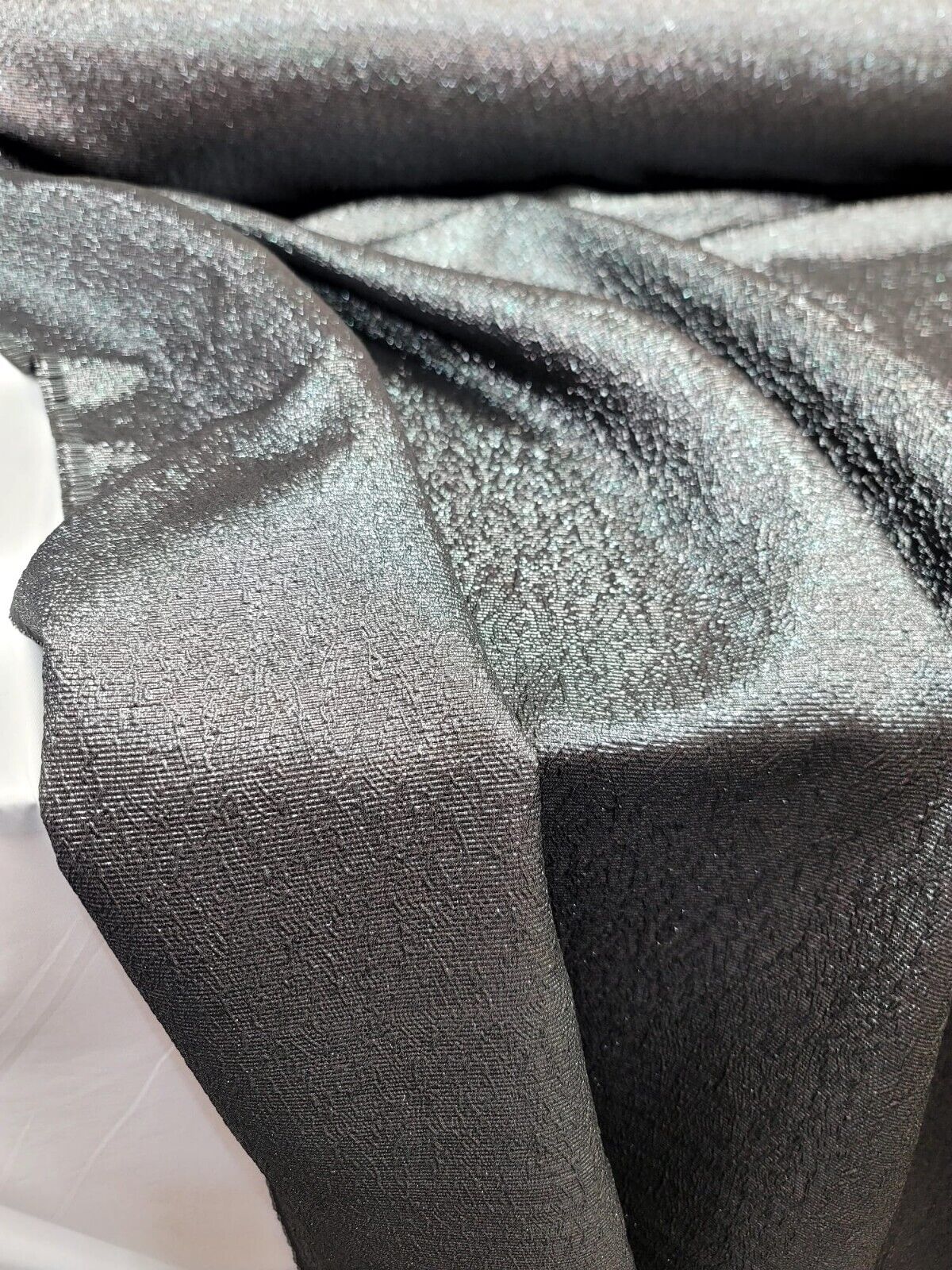 Charcoal Gray Metallic Brocade Jacquard Fabric - Sold by the Yard - Dress Gown Embossed