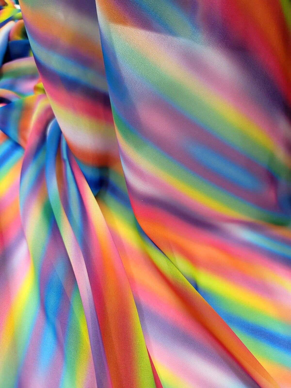 Multi-Color Chiffon Ombre Fabric by the Yard - Vibrant Rainbow Gradient - Sheer Elegance