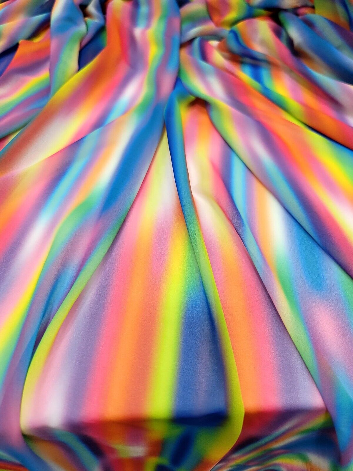 Multi-Color Chiffon Ombre Fabric by the Yard - Vibrant Rainbow Gradient - Sheer Elegance