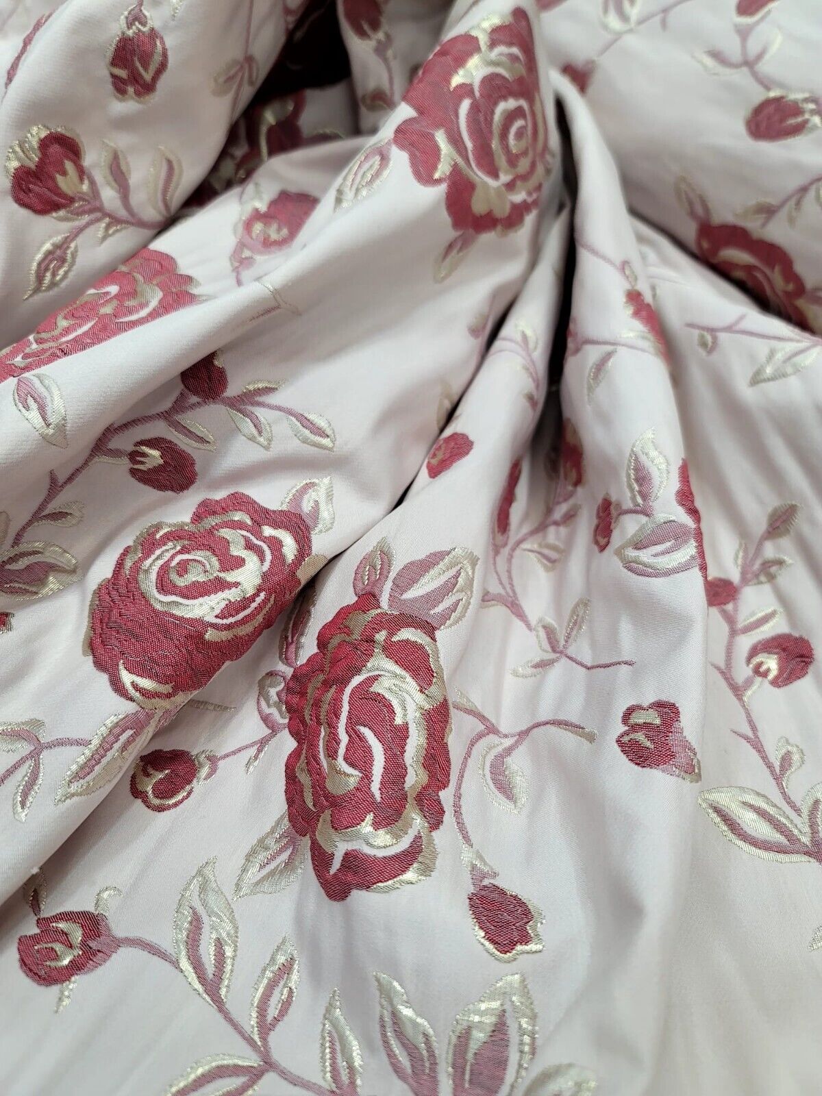 GOLD BURGUNDY Metallic Brocade Fabric Sold By The Yard BEIGE BACKGROUND FOR DRES