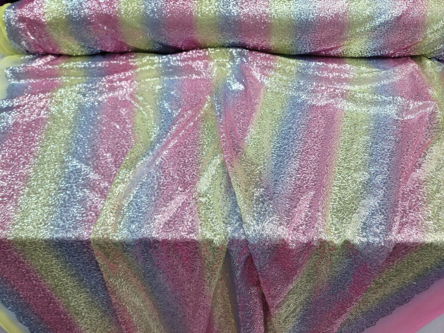 Mini Glitz Sequins Fabric by the Yard - Vibrant Rainbow - Perfect for Dresses, Decorations, and Creative Crafts