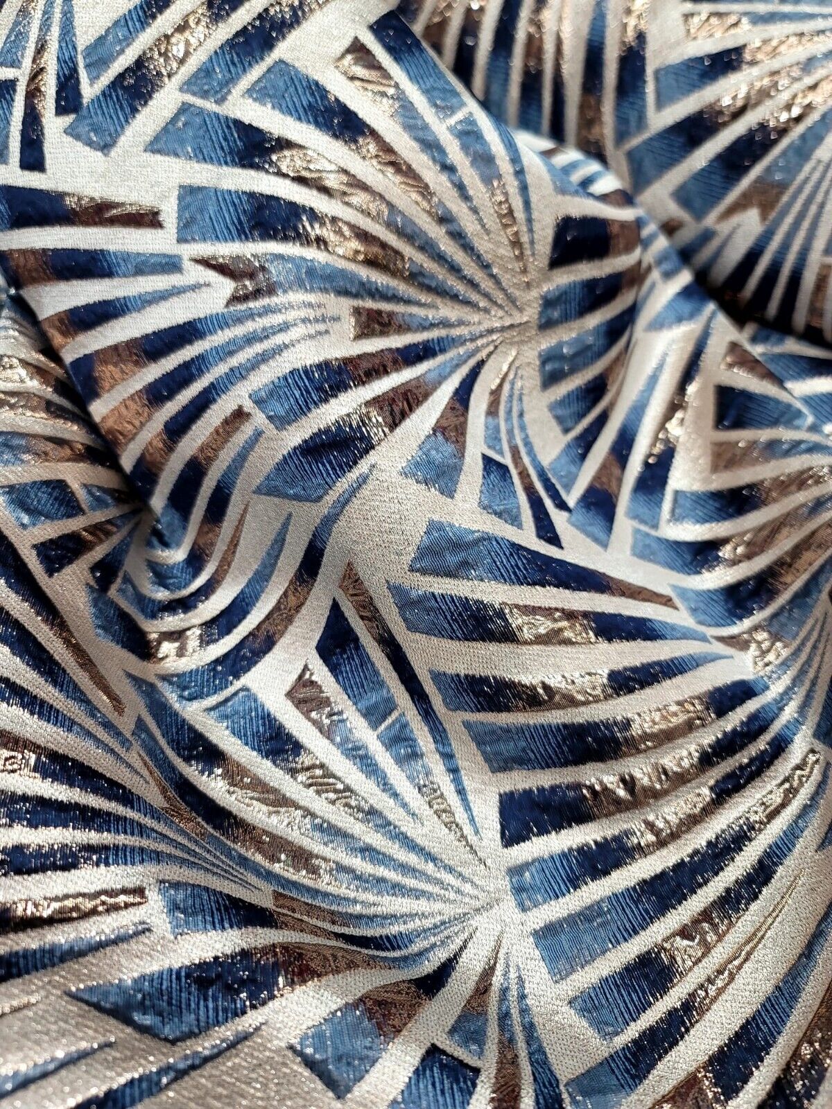 "Geometric Pattern Metallic Brocade Fabric by the Yard - Ideal for Elegant Creations - Available in Multiple Stunning Color Combinations
