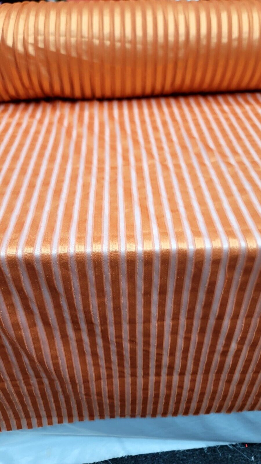 Orange Stretch Lace Fabric - 56" Width - Sold by the Yard - Striped Embroidery Ribbon