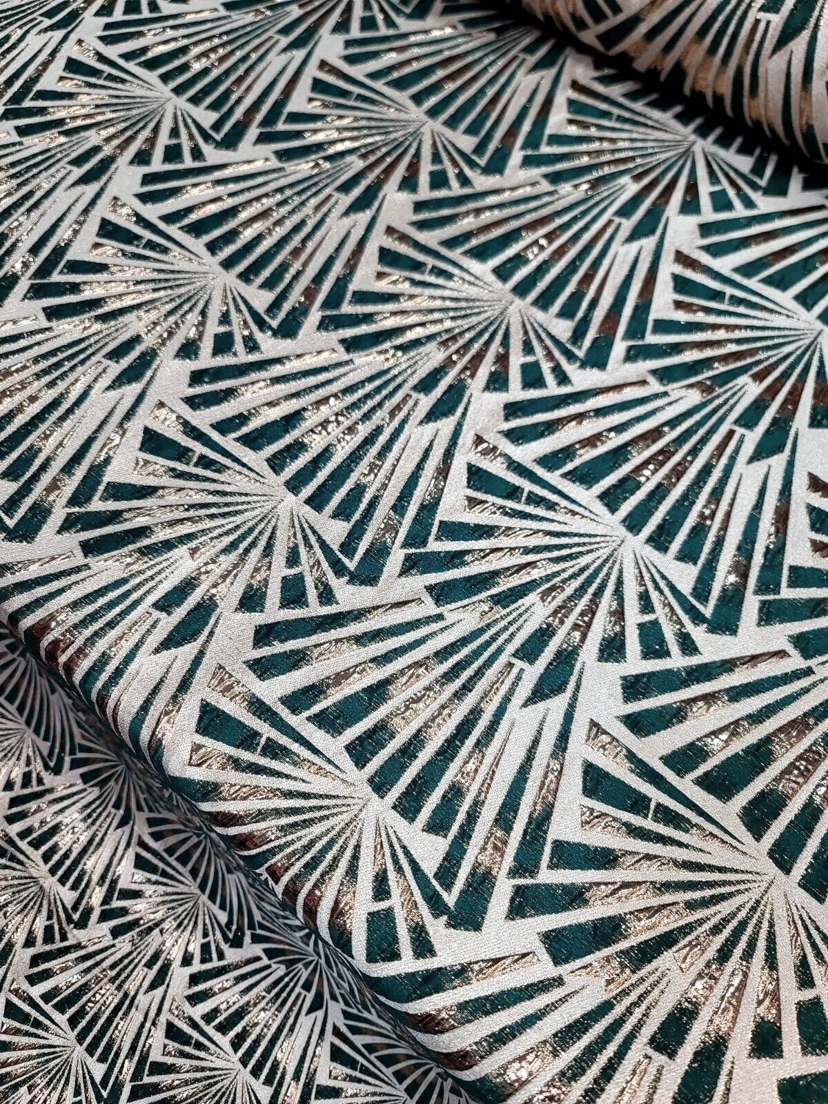 "Geometric Pattern Metallic Brocade Fabric by the Yard - Ideal for Elegant Creations - Available in Multiple Stunning Color Combinations