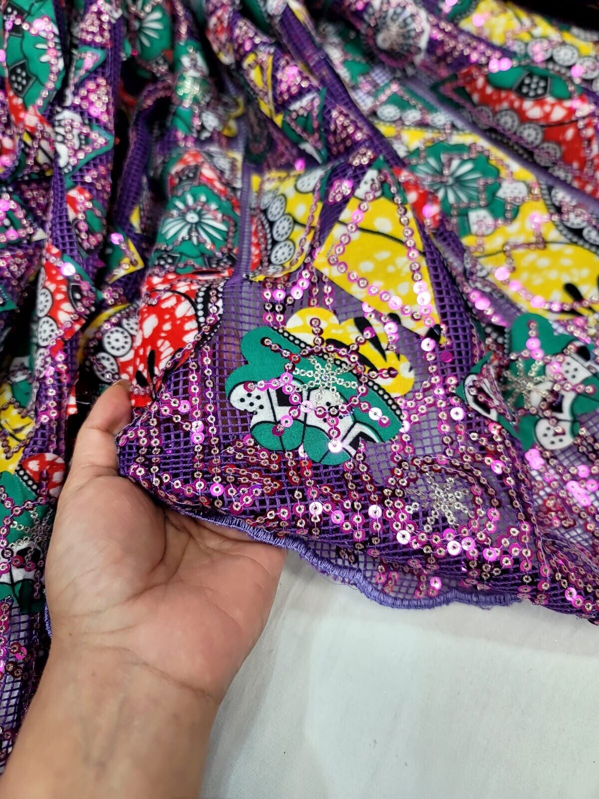 African Lace Lavender Embroidery Sequins Lace Fabric 50” Width SOLD BY THE YARD