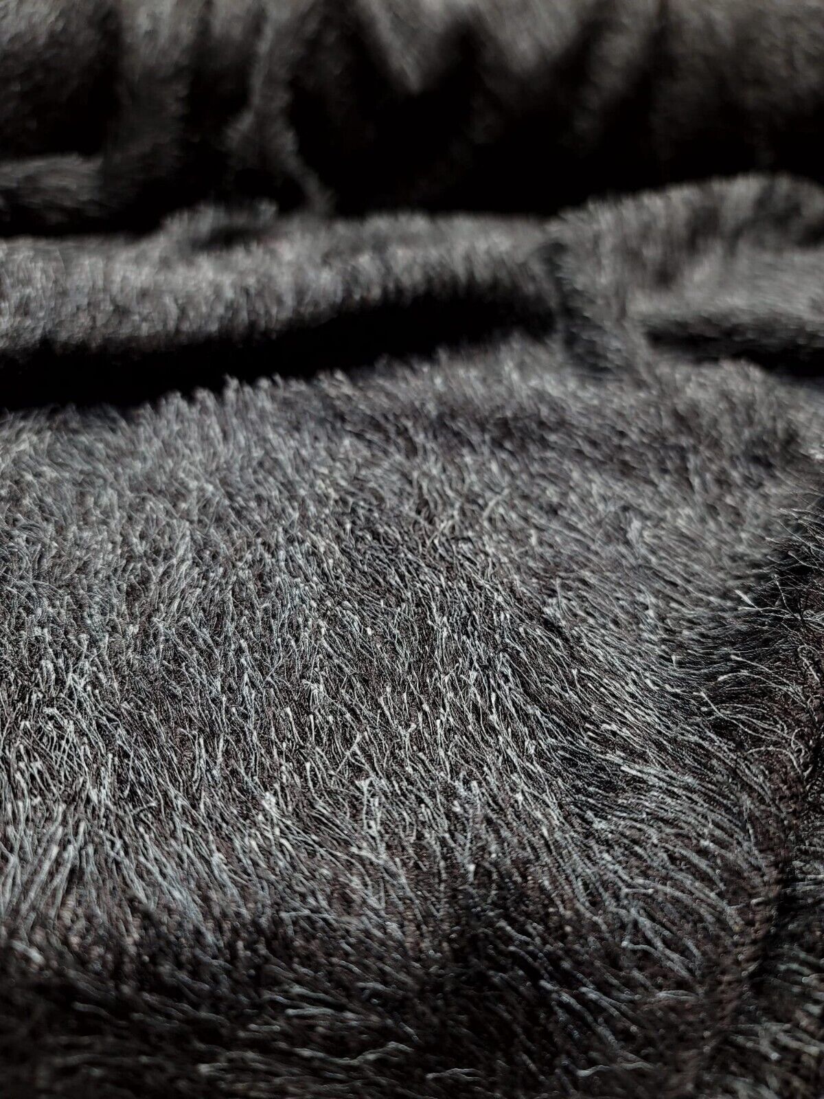 Stretch Soft Faux Shaggy Fabric By the Yard - Eyelash Black Teal