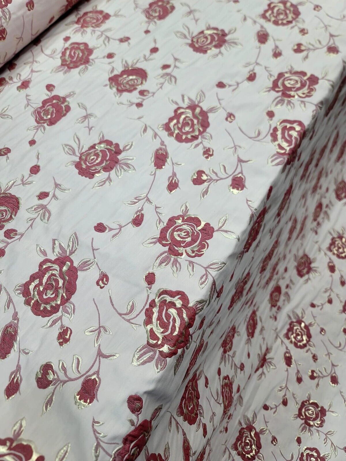 GOLD BURGUNDY Metallic Brocade Fabric Sold By The Yard BEIGE BACKGROUND FOR DRES