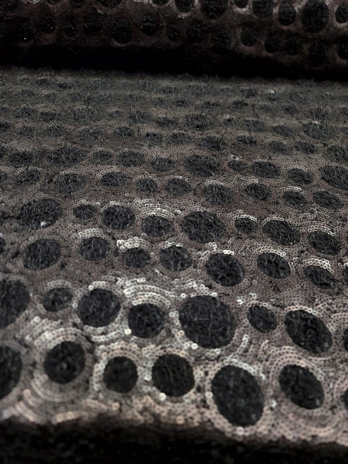 Black Fringes Shaggy Stretch Fabric By The Yard - Eyelash Matte Sequins