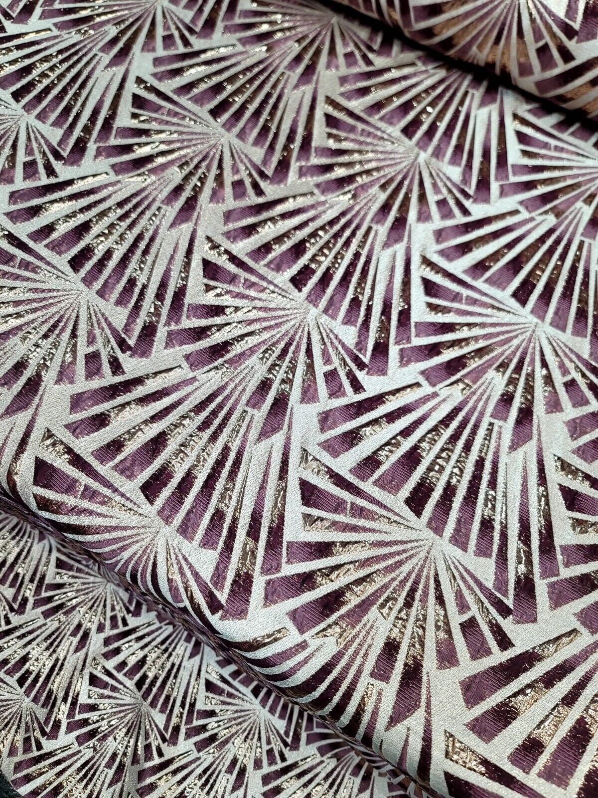 "Geometric Pattern Metallic Brocade Fabric by the Yard - Ideal for Elegant Creations - Available in Multiple Stunning Color Combinations