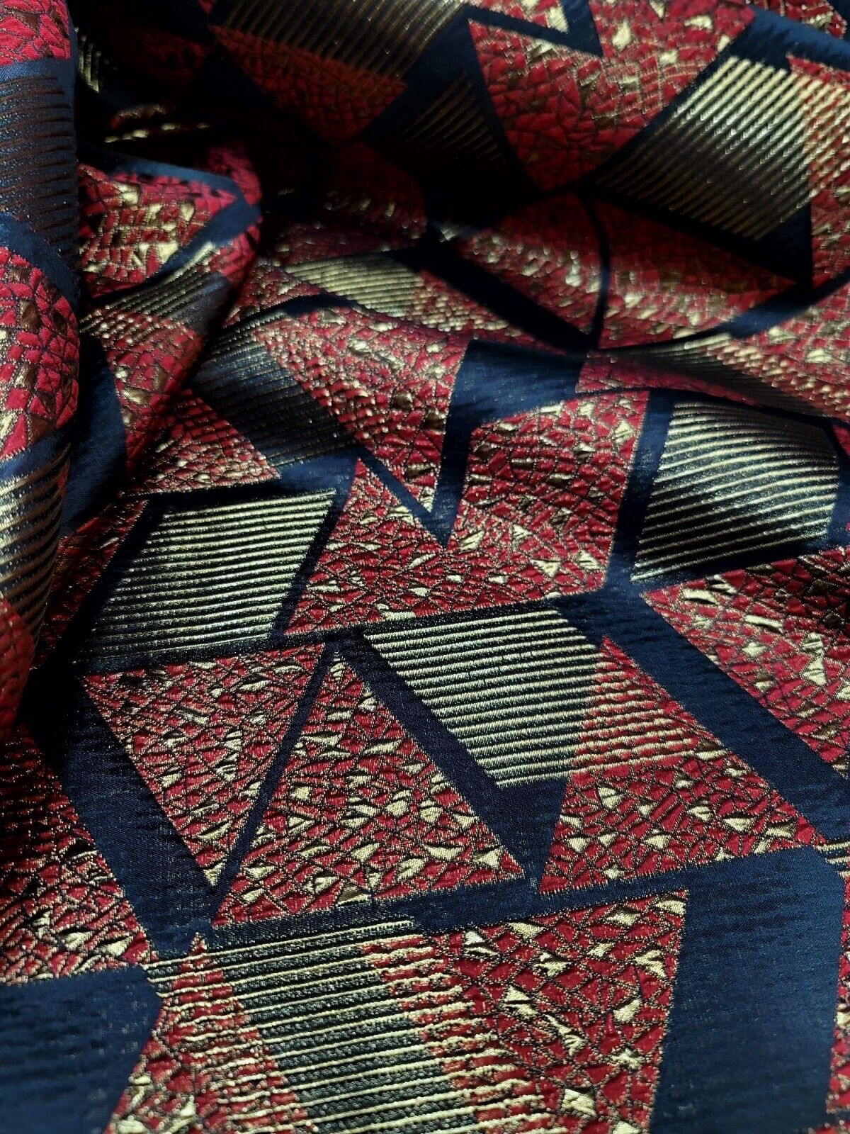 Black and Red Gold Metallic Geometric Brocade Fabric - 57" Width - Sold by Yard - Ideal for High-End Creations, Dressmaking, and Home Decor