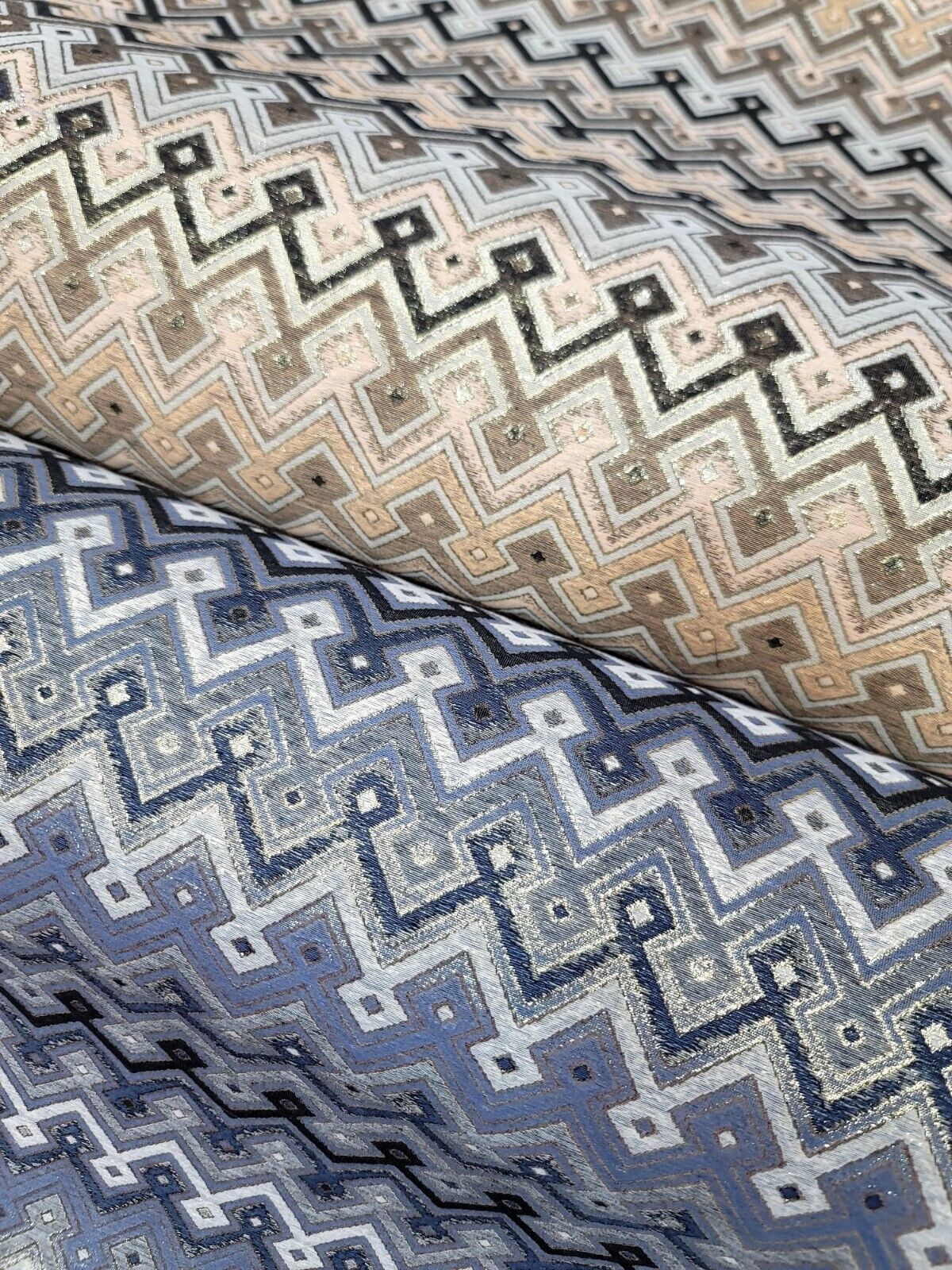 Teal Metallic Brocade Fabric by the Yard - Geometric Pattern - Ideal for Fashion, Dresses, and Clothing - Available in Blush/Gold and Teal/Gold