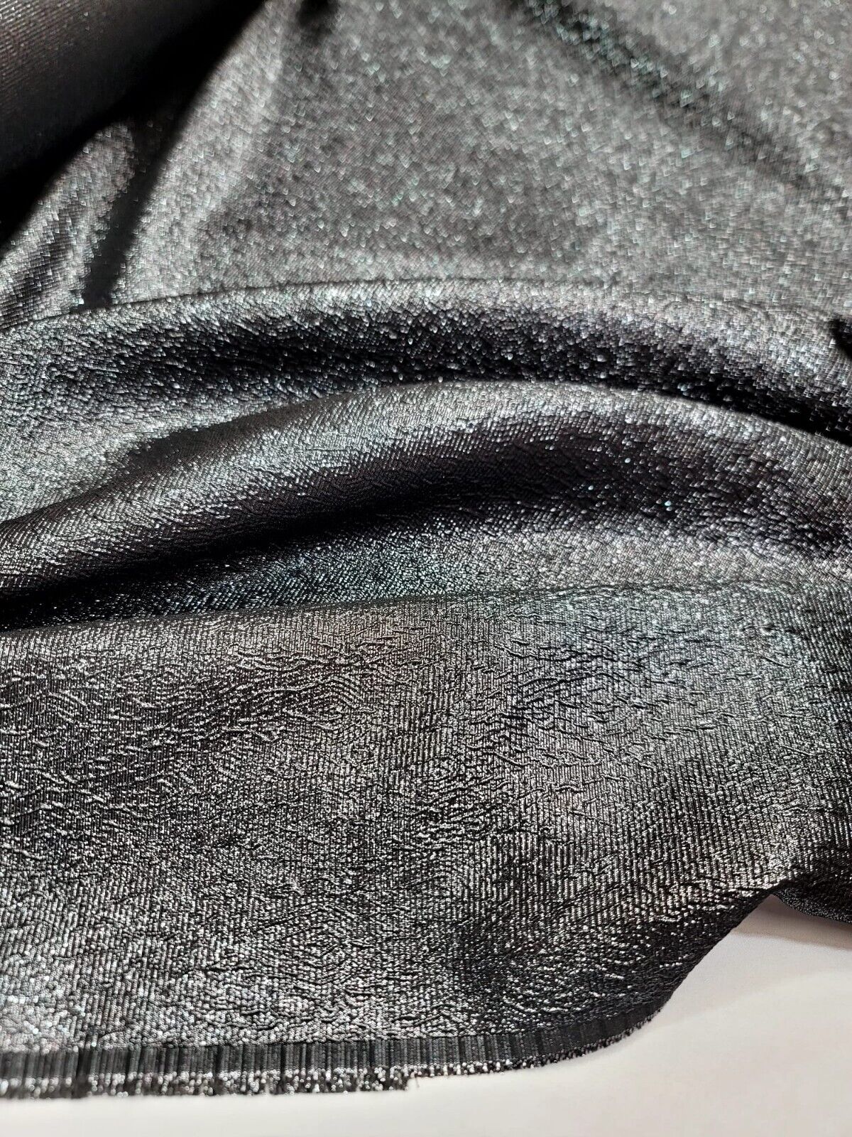 Charcoal Gray Metallic Brocade Jacquard Fabric - Sold by the Yard - Dress Gown Embossed