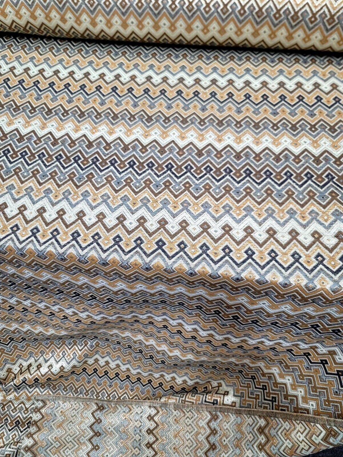 Gold Metallic Geometric Brocade Fabric - Sold by Yard - Perfect for Dressmaking, Upholstery, and High-End Creations