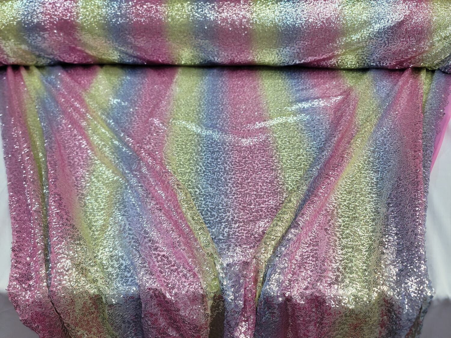 Mini Glitz Sequins Fabric by the Yard - Vibrant Rainbow - Perfect for Dresses, Decorations, and Creative Crafts