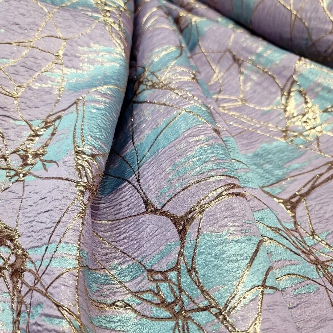 Lavender Blue Brocade Fabric - Sold By The Yard - Rose Gold Metallic - For Dress (60” Width)
