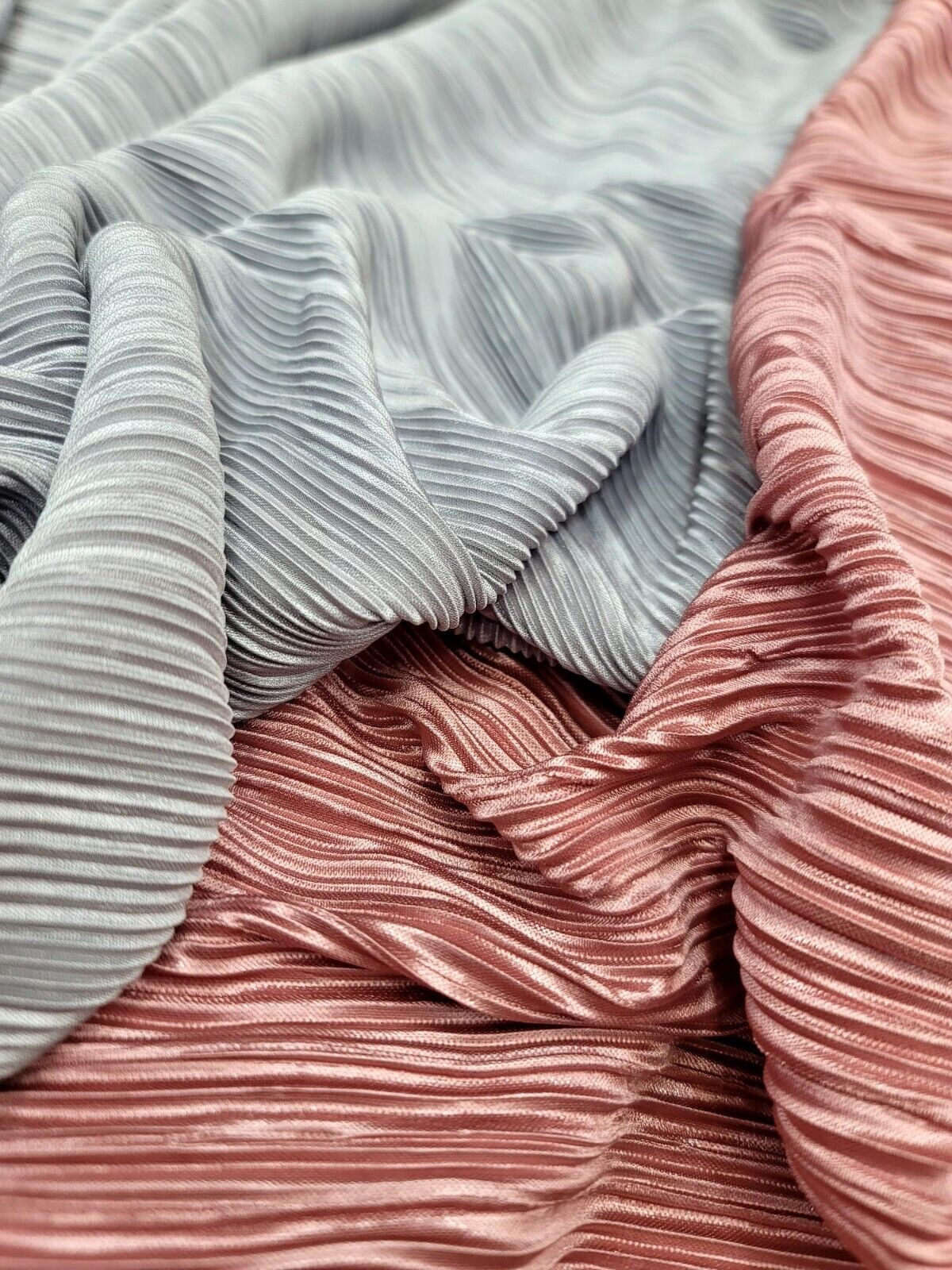 Pleated Fabric Sold By The Yard Silver Textured Fabric For Dress Prom Bridal