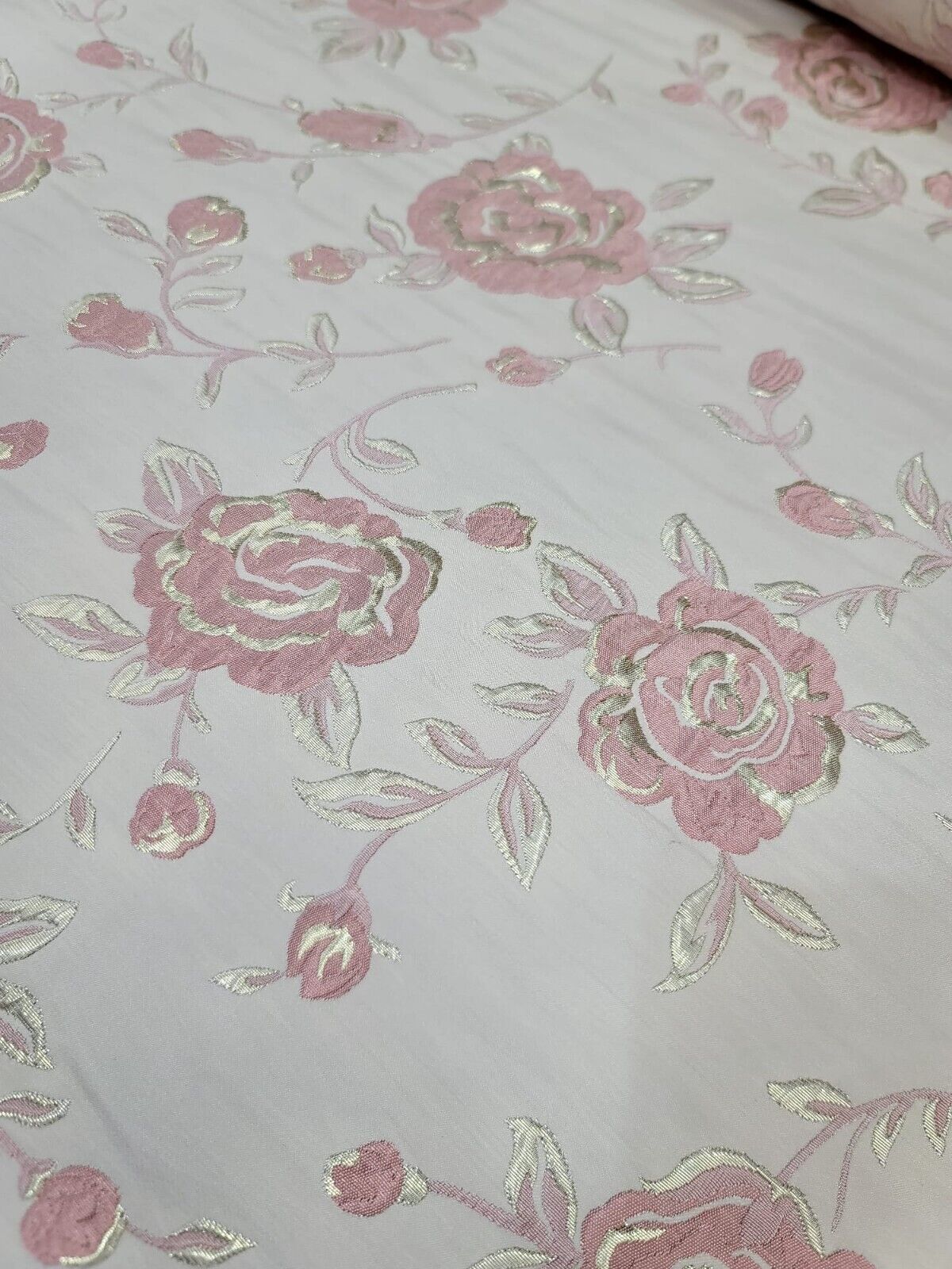 Blush Brocade Metallic Gold Metallic Flower Floral Fabric By The Yard Beige Back