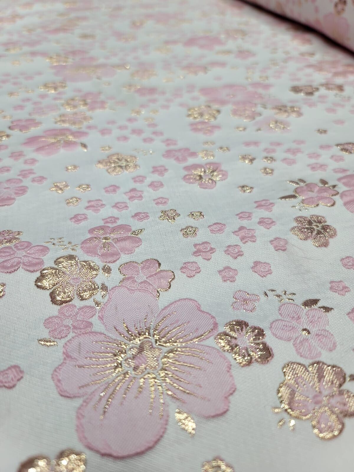 Pink and Gold Floral Brocade Fabric by the Yard - Stunning Rose Gold Metallic - Perfect for Elegance and Fashion