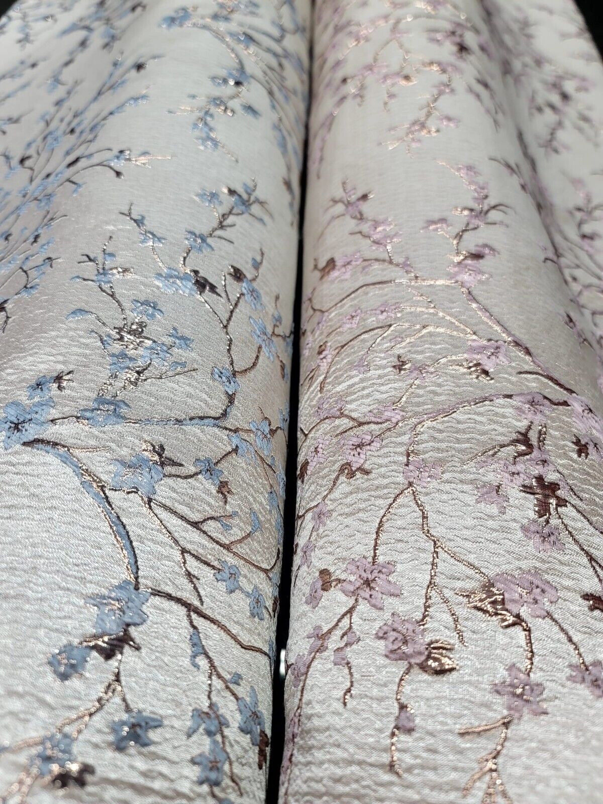 BABY BLUE GOLD Floral Brocade Fabric (60 in.) Sold By The Yard Small Flowers