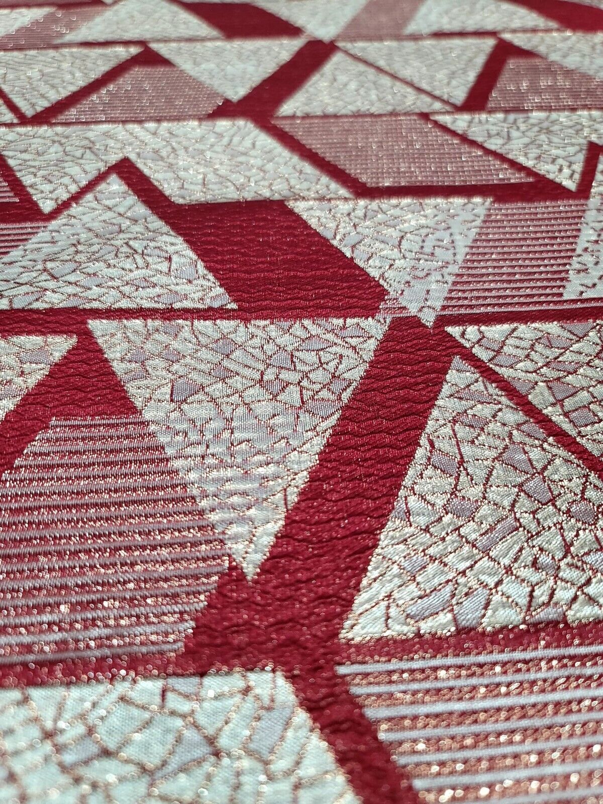 Red and Gold Metallic Geometric Brocade Fabric - 57" Width - Sold by Yard - Ideal for High-End Creations, Dressmaking, and Home Decor