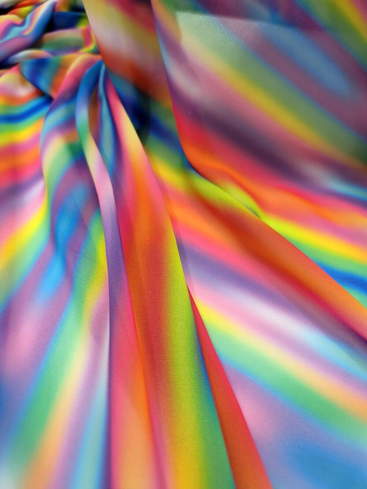 Multi-Color Chiffon Ombre Fabric by the Yard - Vibrant Rainbow Gradient - Sheer Elegance