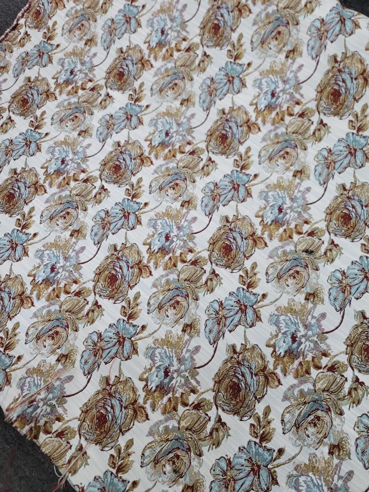 Mint Dark Gold Damask Chenille Upholstery Brocade Fabric - Sold by the Yard - Floral Pattern - 56" Width