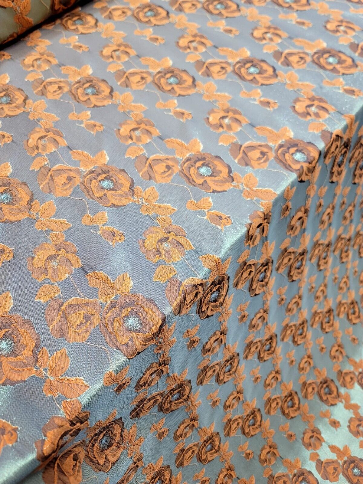 ORANGE GOLD Floral Brocade Fabric (60 in.) Sold By The Yard