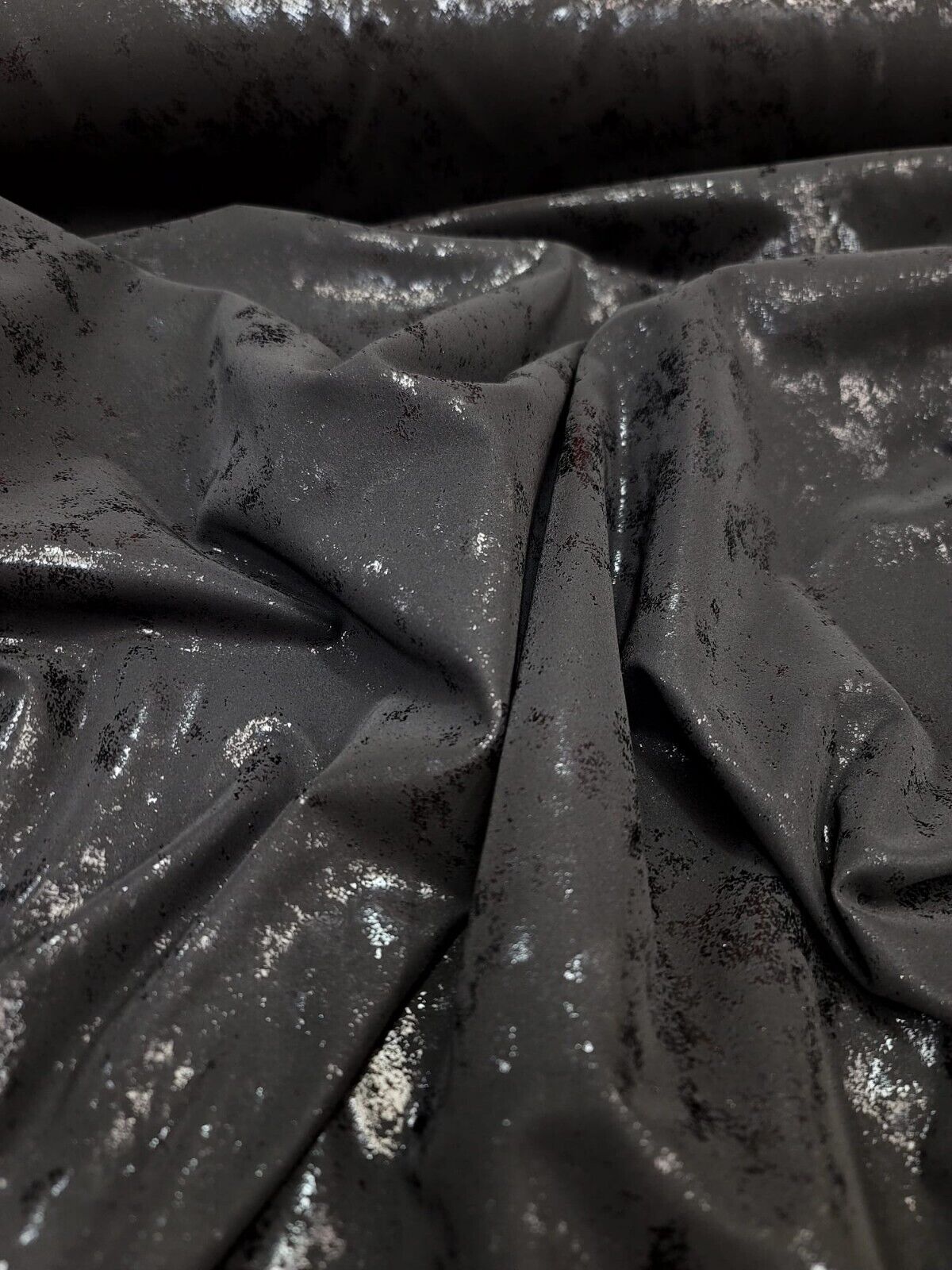 Black Spandex Fabric - Tie Dye Matte Shine - Sold by the Yard