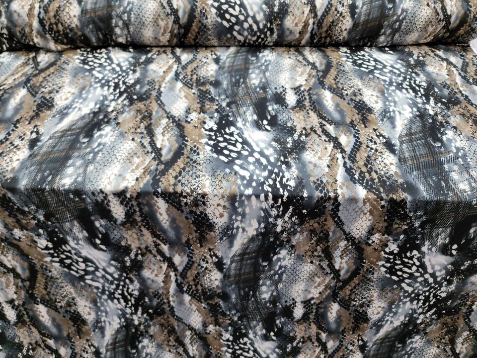 Black Brown WHITE Spandex Fabric By The Yard Stretch Skyn Snake Animal Print