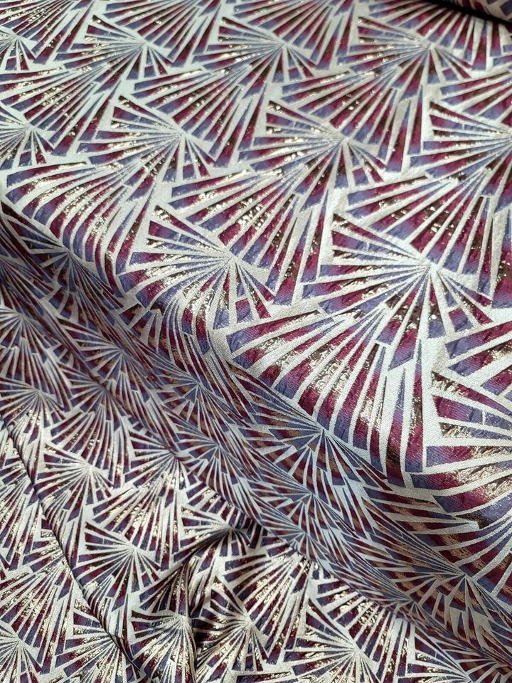 "Geometric Pattern Metallic Brocade Fabric by the Yard - Ideal for Elegant Creations - Available in Multiple Stunning Color Combinations