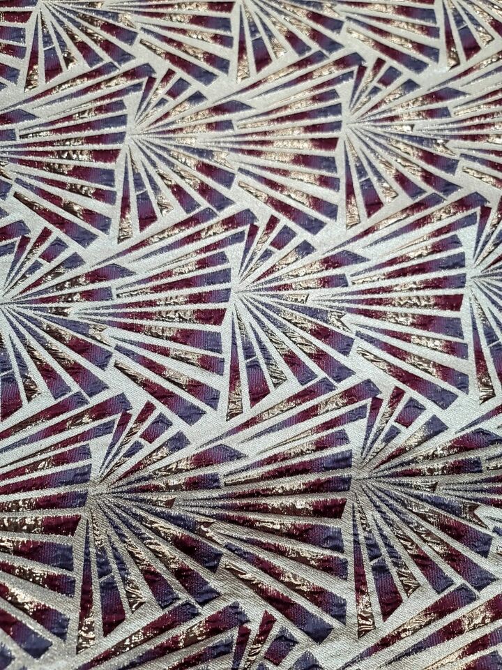 "Geometric Pattern Metallic Brocade Fabric by the Yard - Ideal for Elegant Creations - Available in Multiple Stunning Color Combinations
